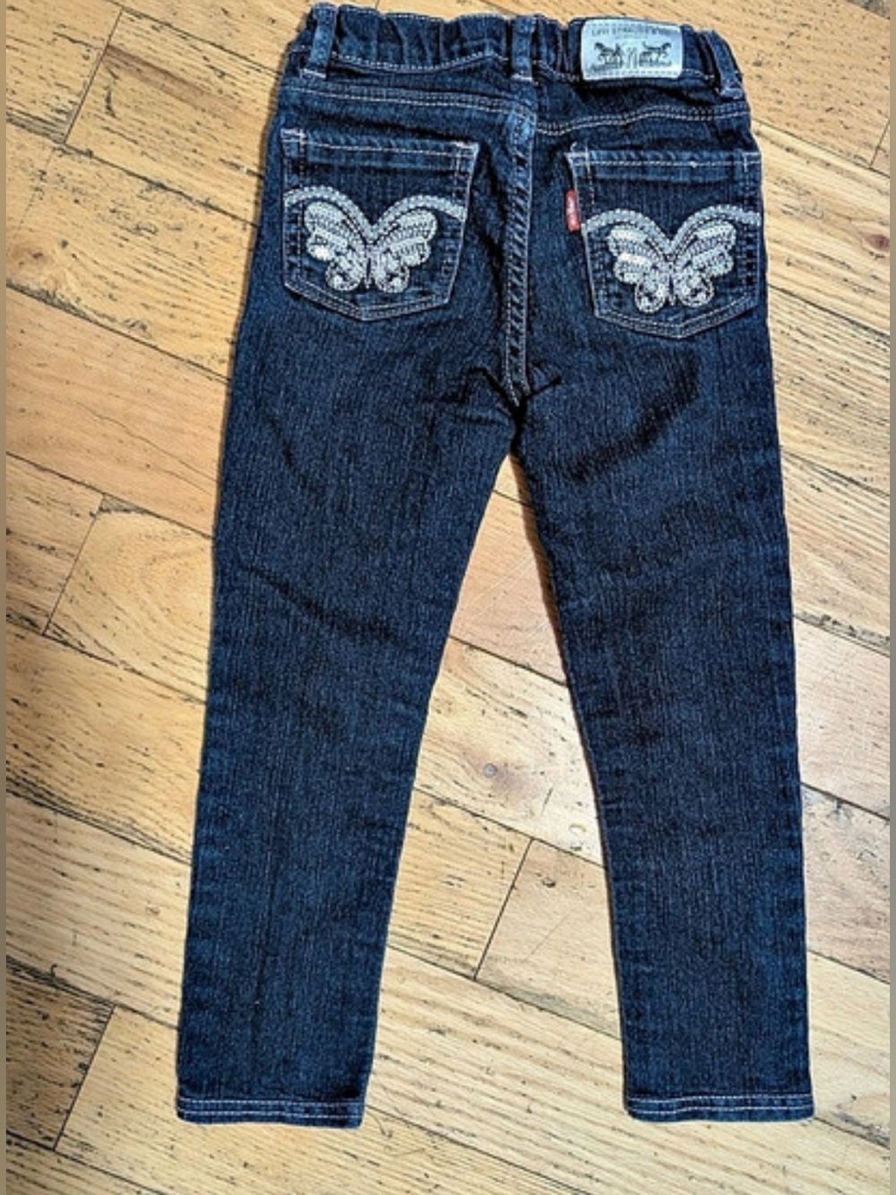 GUC Levi's Denim Leggings Butterfly Embroidered Pocket 3 - 4 Girls *R15